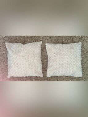Luxury White/Creme  Textured Decorative Throw Pillow Set